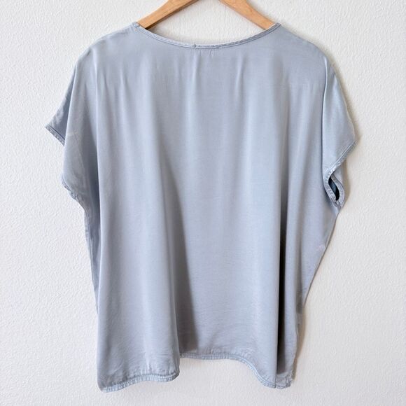 PJ Harlow Women’s Size XS Roxy Blue Satin Cotton Blend Sleeveless Top Shirt - Picture 4 of 8